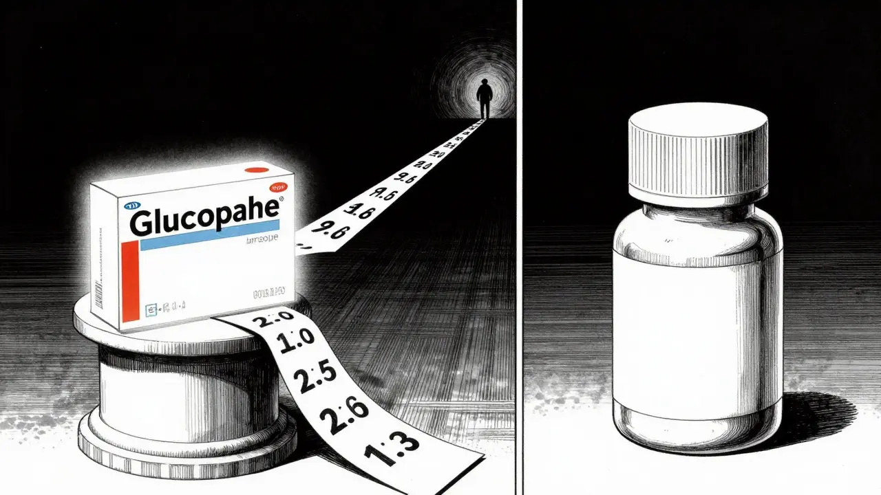 Comparison of expensive brand drug vs affordable generic in manga art