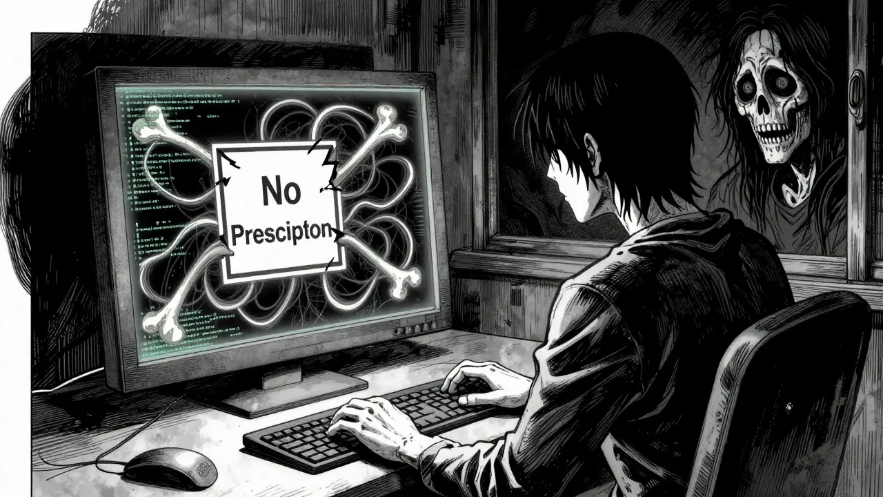Person at computer with monstrous digital code and distorted reflection in horror manga style.