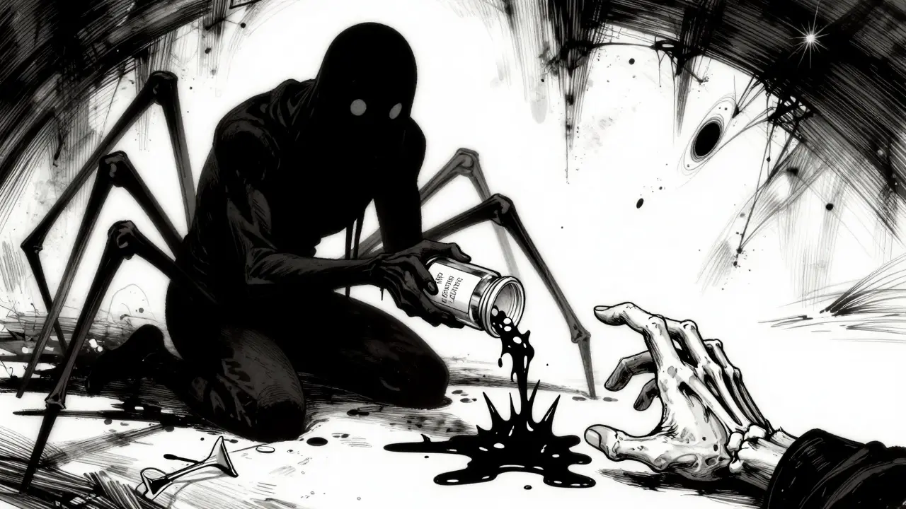 Shadow monster offering toxic pills online