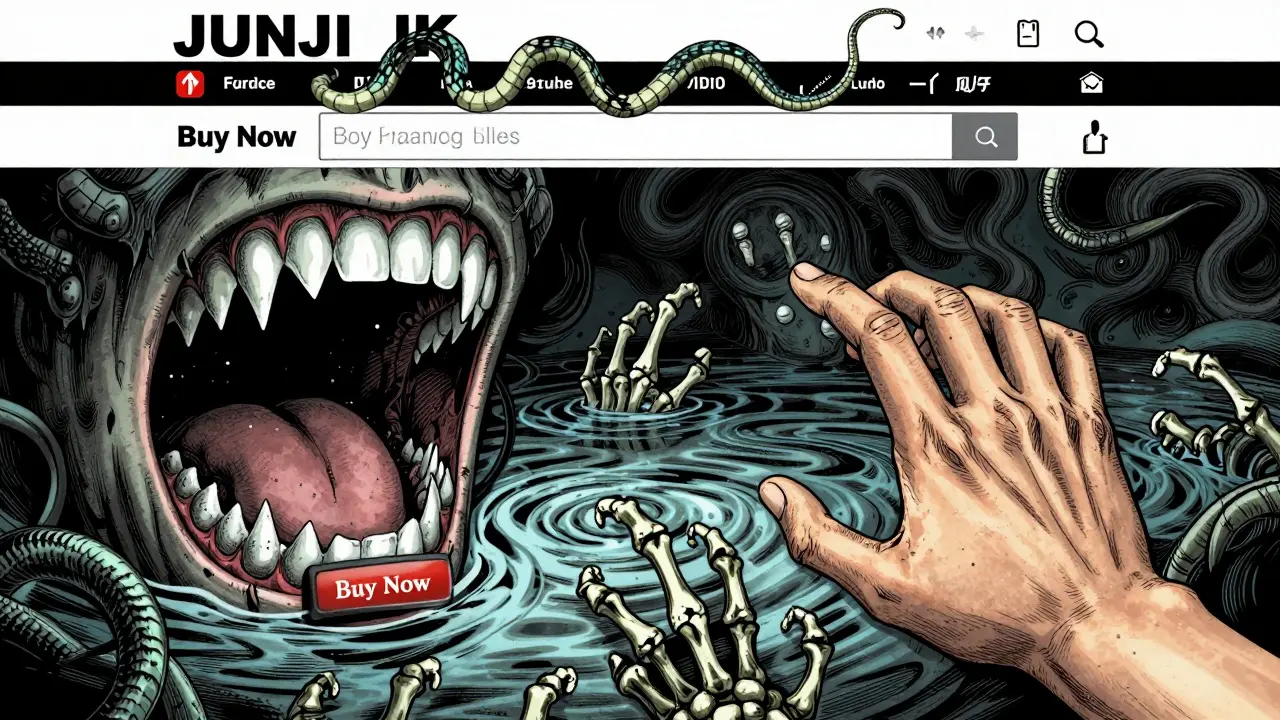 Manga illustration of dangerous fake online pharmacy